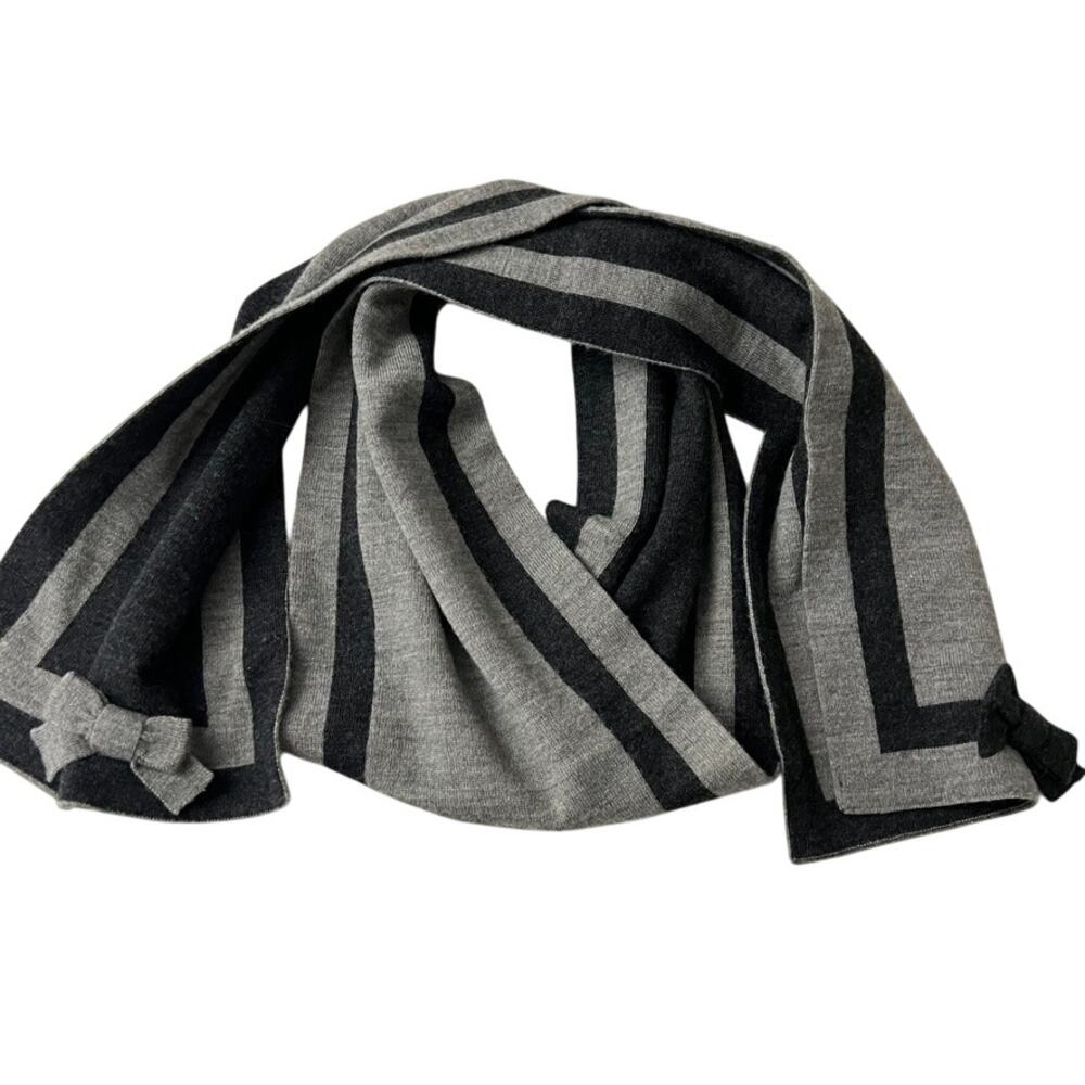 Kate Spade Wool Scarf Gray Black Bow
